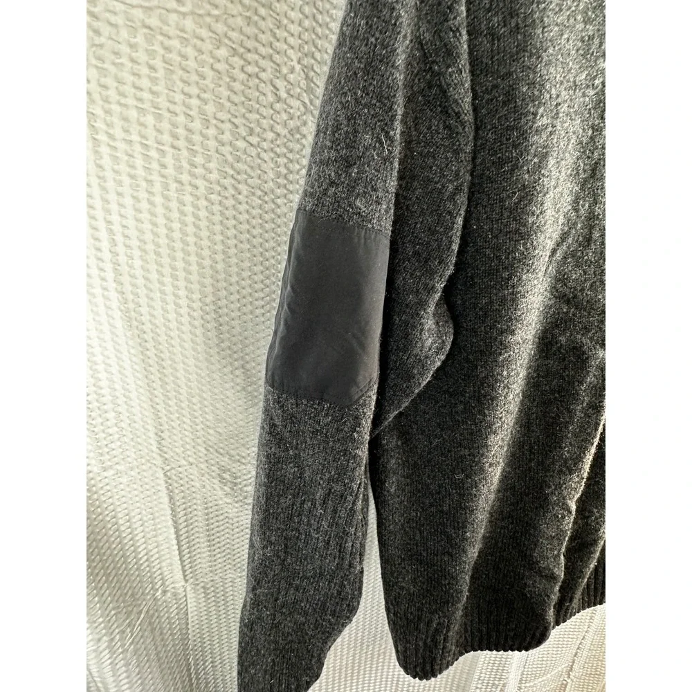 Columbia Mens Gray Wool Blend Quarter Zip Mock‎ Neck Sweater Elbow Patch XL